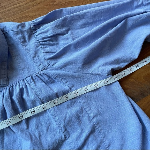 Free People Puff Long Sleeve Blue Button-Up Kiss Kiss Laced Cuff Blouse XS - Picture 11 of 15